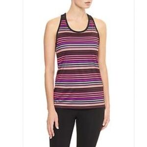 Gap Fit Pink Striped Athletic Tank Top Women's Small S Strappy Criss Cross Back